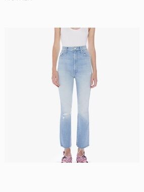 Nwot MOTHER Ankle Fray Jeans - Light Blue Wash